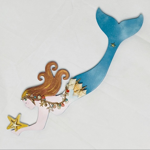 Handmade Wall Art Mermaid Wood Wall Decor Embellished 19 Poshmark